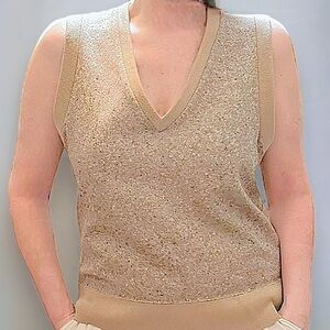 70s Speckled Tweed Mixed Media Knitwear Sweater Vest Jumper Medium Large